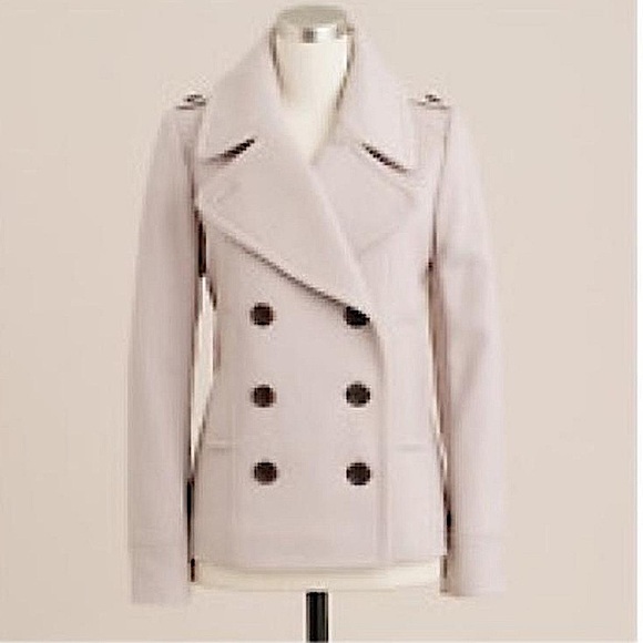 J. CREW Wool Taupe Double Breasted Short Pea Coat